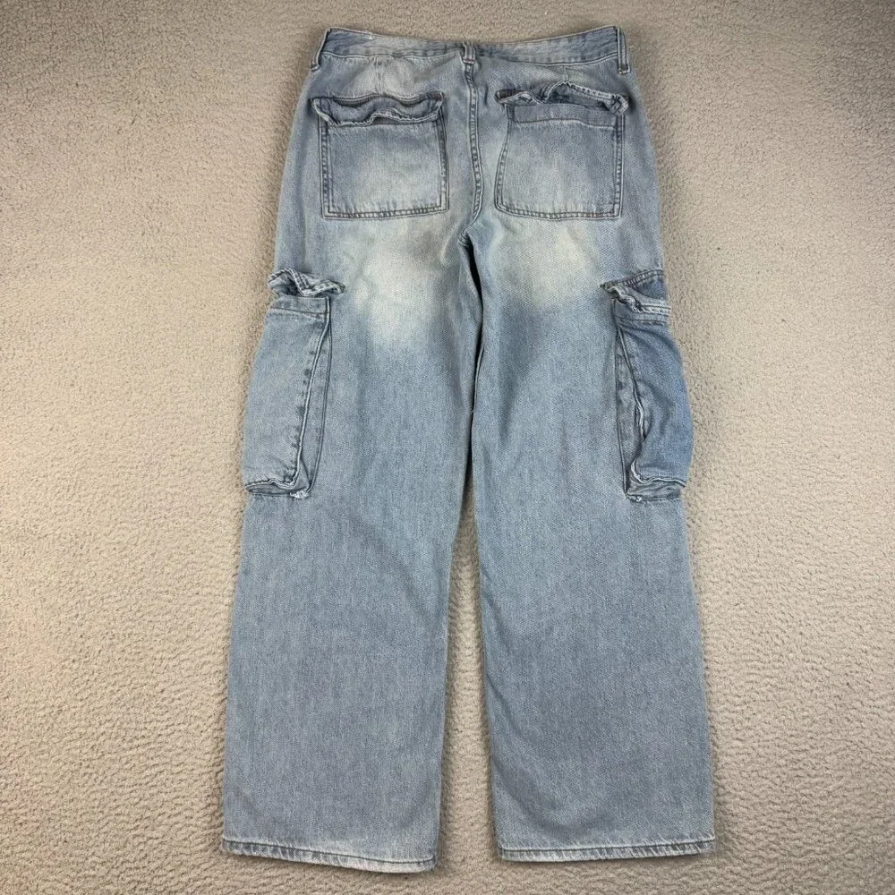 Womens Wide Leg Baggy Jeans Size 9/29 S.O.N.G. 90's Utility Cargo Skater Pockets